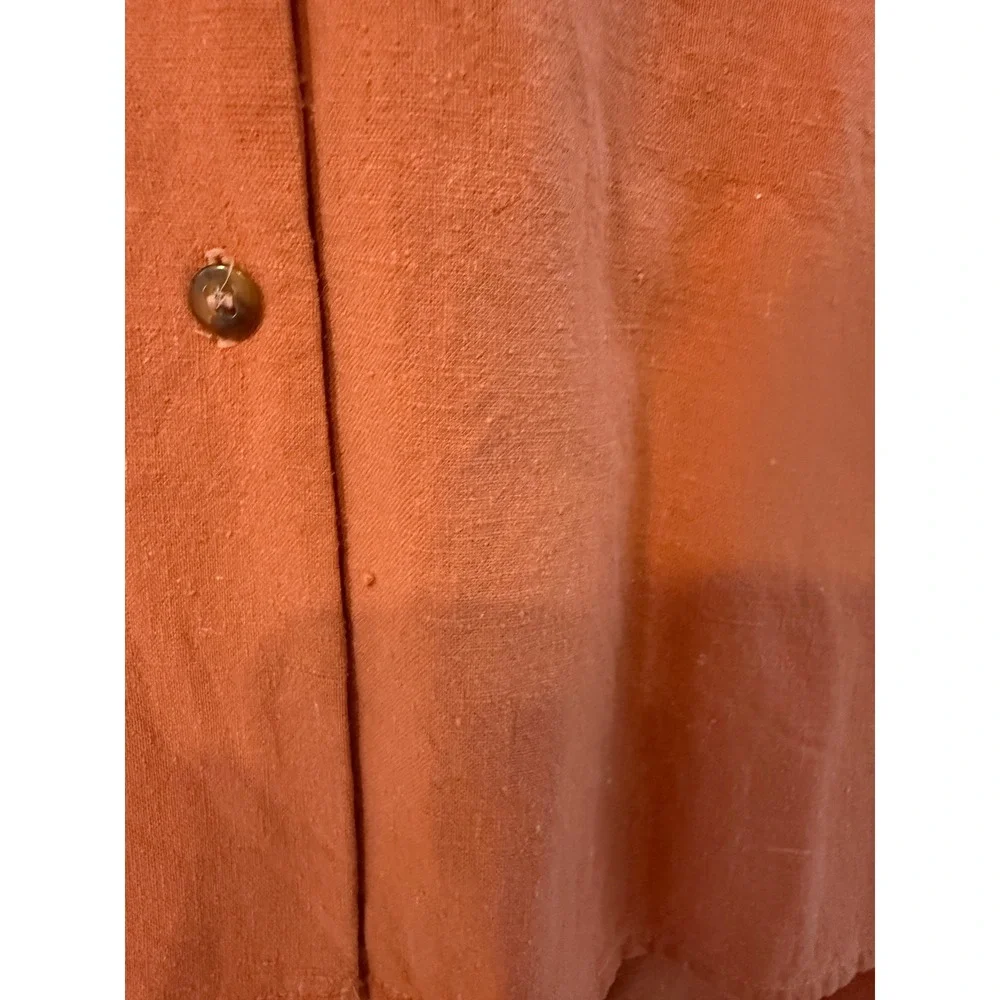 Selene Paris 100% Silk 2 Piece Set Womens 2X Coral Orange Shirt & Pants Suit